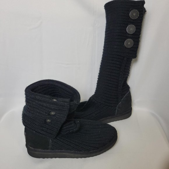 Ugg Australia Women 5819 Comfort Tall Sweater Cardi Knit Boots Shoes Sz 7 Black - Picture 4 of 10